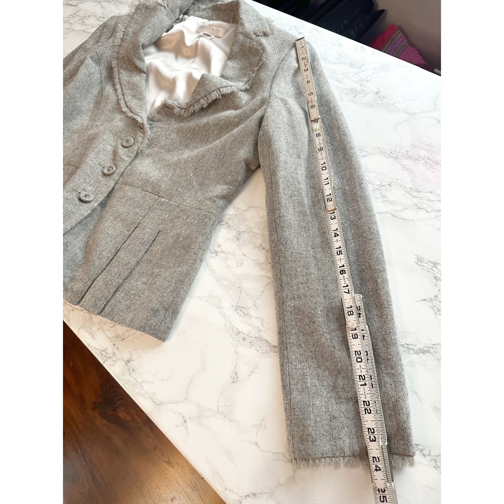 WHBM Light Gray Herringbone Wool Blend Fringe Skirt Suit Set Women's Size 6 Y2K - Picture 12 of 14
